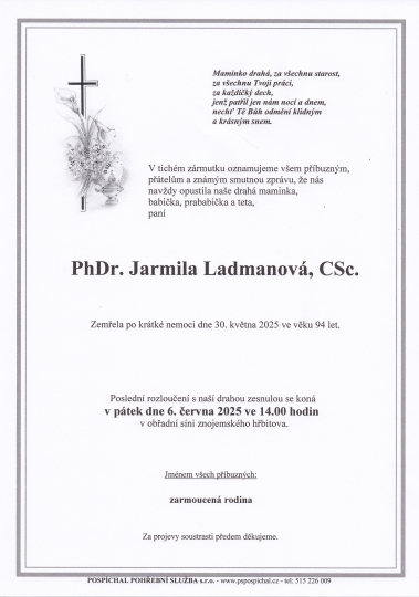 PhDr.Jarmila Ladmanová,CSc.