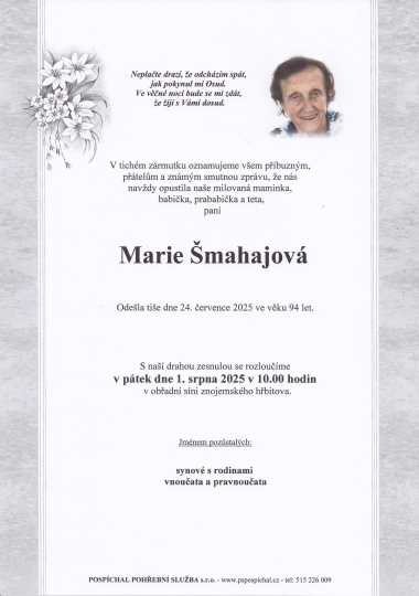 Marie Šmahajová Marie Šmahajová