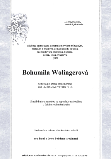 Bohumila Wolingerová