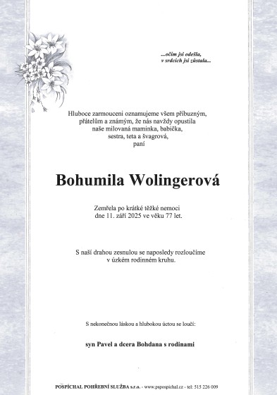 Bohumila Wolingerová