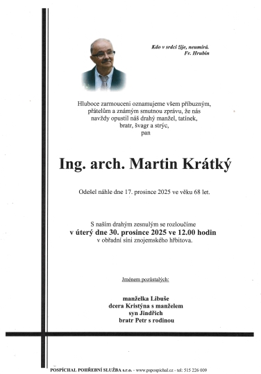 Ing. arch. Martin Krátký