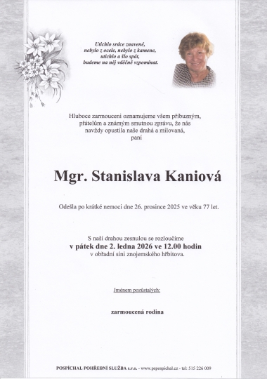 Mgr. Stanislava Kaniová